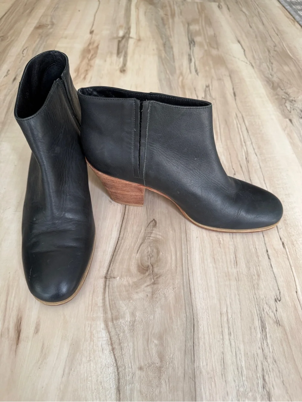 Rachel Comey Mars Ankle Booties- Black leather with Stacked Wood Heel - 9 - GUC - Picture 3 of 11